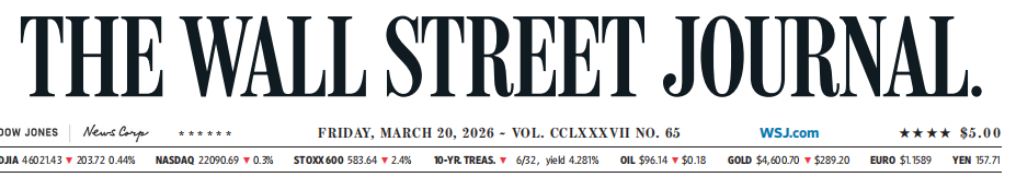 WSJ 华尔街日报 20260320