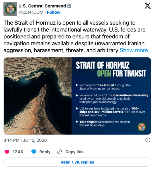 彭博：美国与伊朗互相发动打击并就霍尔木兹地位发生争端油价飙升