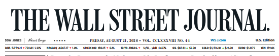 WSJ 华尔街日报 20260821