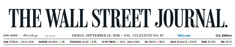 WSJ 华尔街日报 20260918