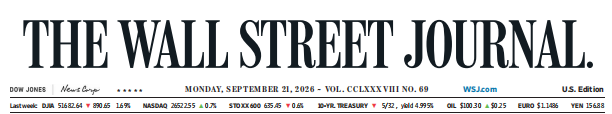 WSJ 华尔街日报 20260921