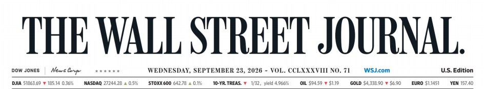 WSJ 华尔街日报 20260923