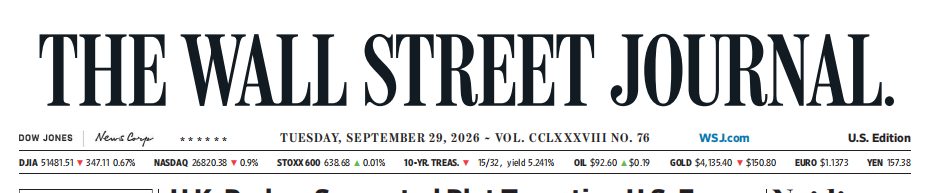 WSJ  华尔街日报 20260929