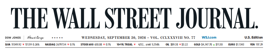 WSJ  华尔街日报 20260930