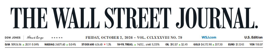 WSJ 华尔街日报 20261002