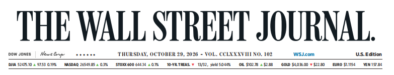WSJ 华尔街日报 20261029